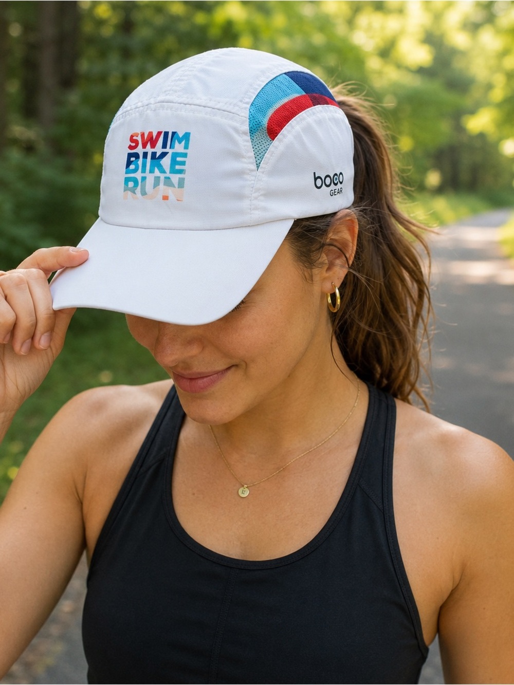 BOCO Gear Swim Bike Run Triathlon Running Hat Cap White Adjustable One Size